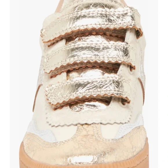 Dolce Vita Metallic Gold and Cream Sneakers - Picture 3 of 6